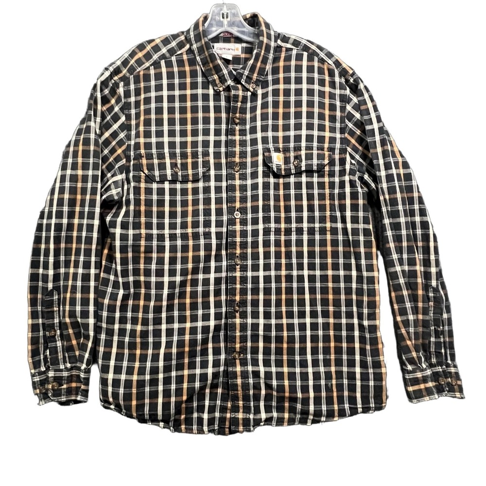 Carhartt 102816 Men's L Long Sleeve Button Up Shirt Plaid Cotton Workwear